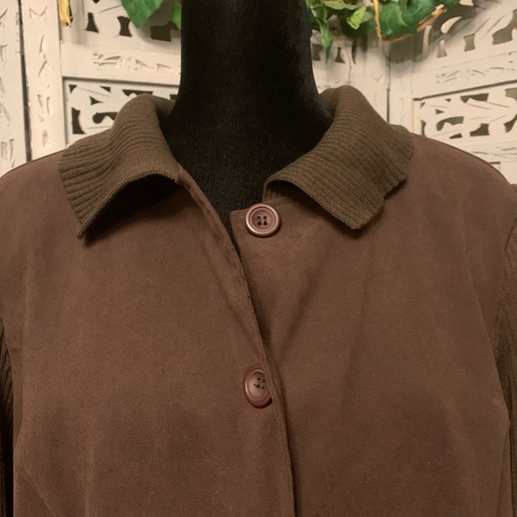 NOTATIONS PLUS NICE SUPER LIGHTWEIGHT SOFT BROWN LONG SLEEVE BUTTON UP JACKET - Picture 5 of 9